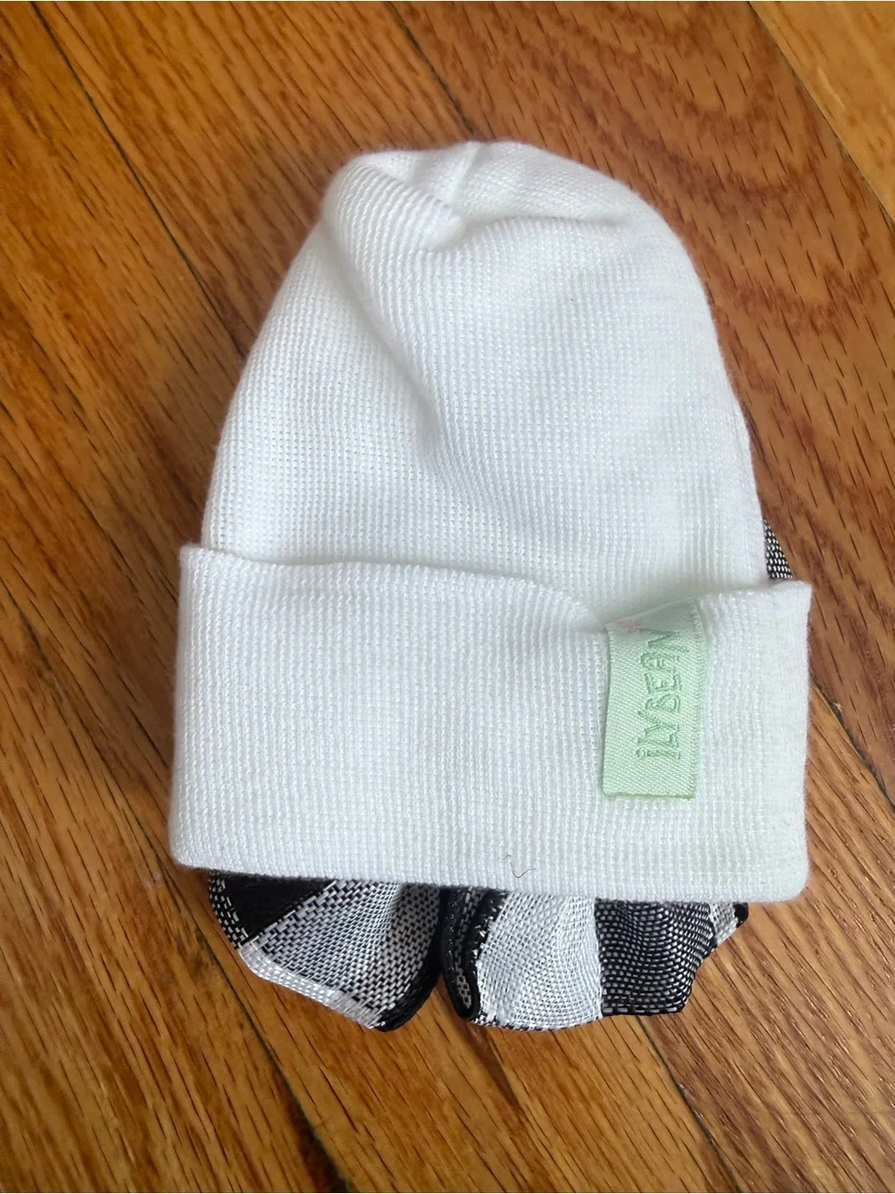 White Baby Beanie with Black & White Bow - Kids Accessories